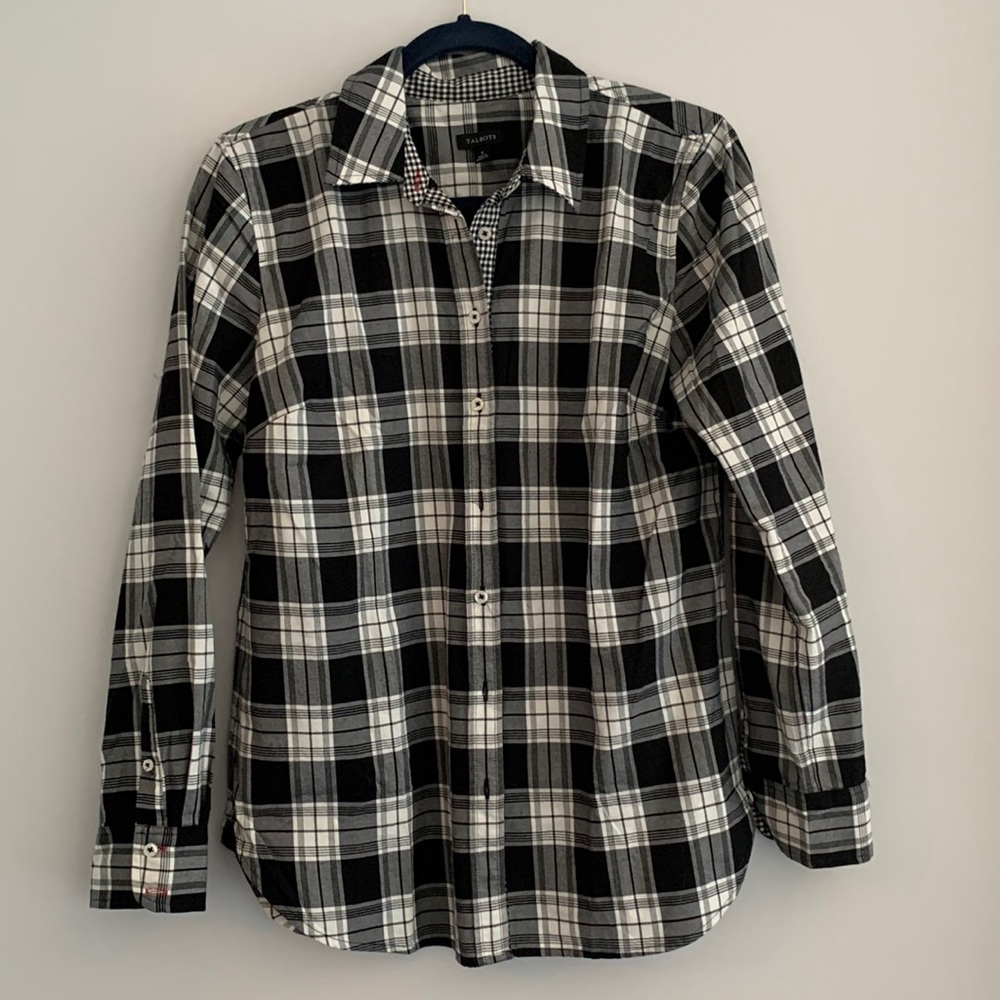 Black and white plaid button down - oversized